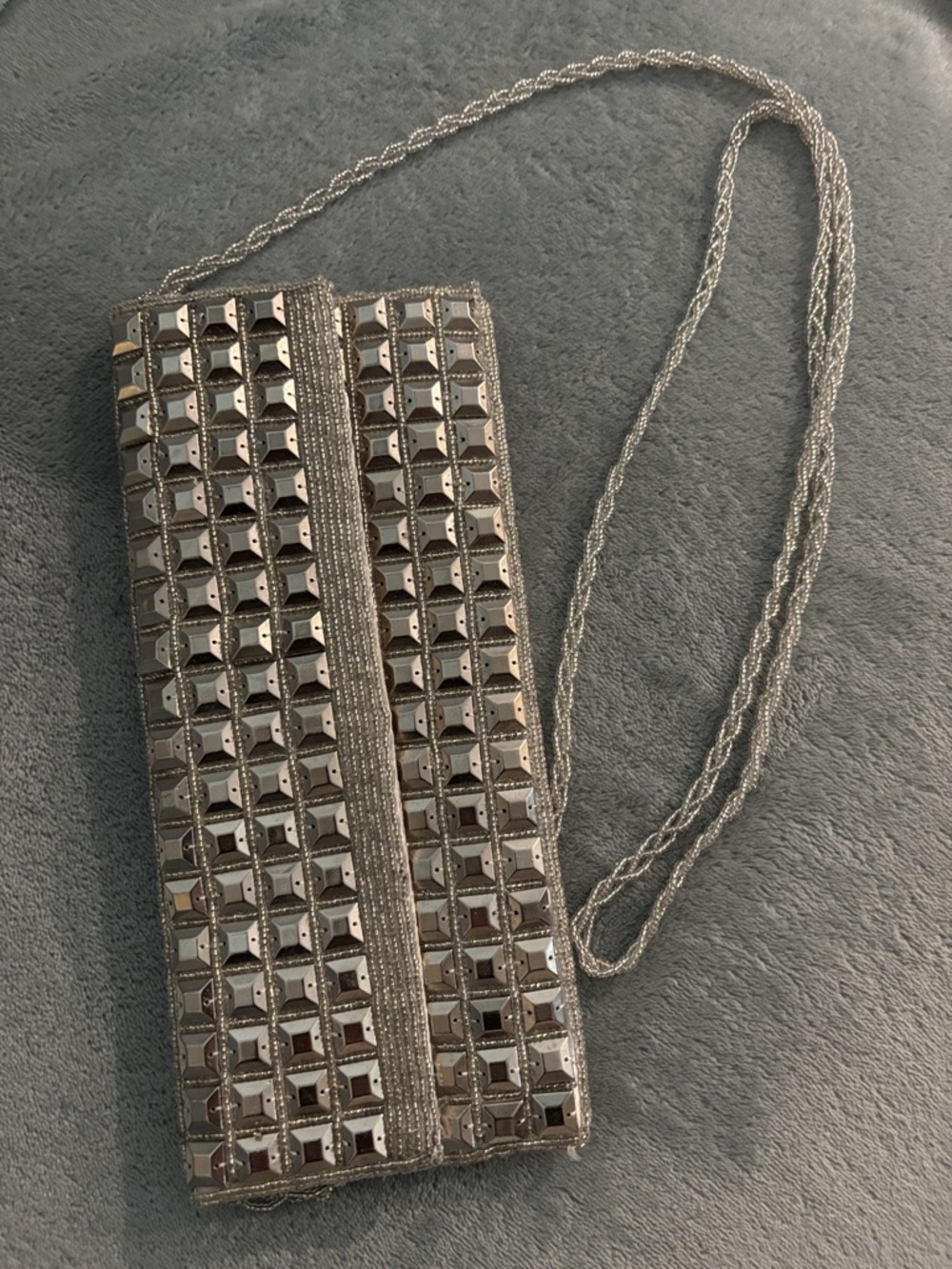David’s Bridal/Expressions NYC Ivory Croc-Embossed Clutch with Gold Logo